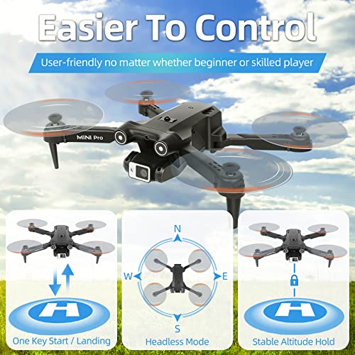 DENKLUR Drone with Camera for Adults Beginners, 1080P HD FPV Drones with Altitude Hold, Foldable RC Quadcopter Toys Gifts for Kids with One Key Start, 3D Flips, 2 Batteries 22 Mins, 3 Speeds