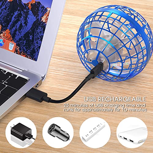 Flying Orb Ball Toys Soaring Hover Pro Boomerang Spinner Hand Controlled Mini Drone Globe Shape Spinning Safe for Kids Adults Outdoor Indoor by Tikduck (Blue)