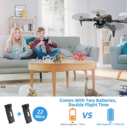 DENKLUR Drone with Camera for Adults Beginners, 1080P HD FPV Drones with Altitude Hold, Foldable RC Quadcopter Toys Gifts for Kids with One Key Start, 3D Flips, 2 Batteries 22 Mins, 3 Speeds