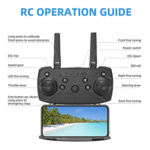 DENKLUR Drone with Camera for Adults Beginners, 1080P HD FPV Drones with Altitude Hold, Foldable RC Quadcopter Toys Gifts for Kids with One Key Start, 3D Flips, 2 Batteries 22 Mins, 3 Speeds