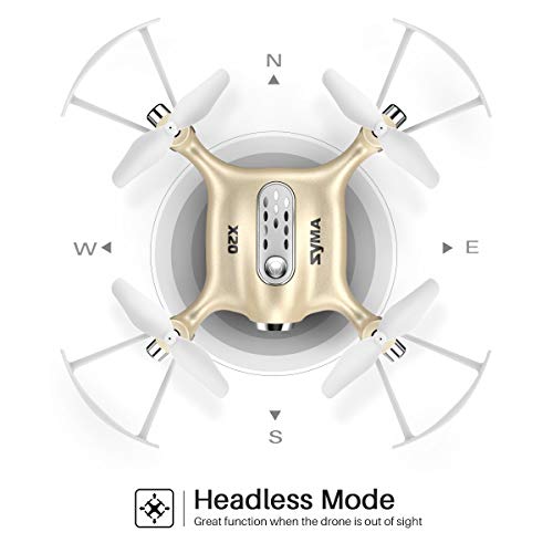 Newest Syma X20 Mini Pocket Drone Headless Mode 2.4Ghz Nano LED RC Quadcopter Altitude Hold Gold