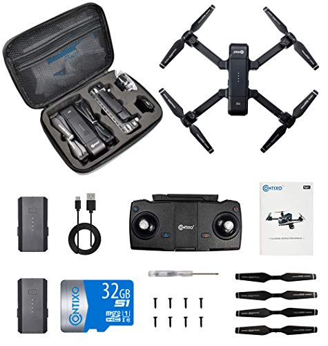 Contixo F22 Plus Foldable GPS Drone with Camera for Adults - 40 Mins Max Flight Time - 1080p HD FPV Gimbal Quadcopter - Multiple GPS Functions for all experience levels - 2 Batteries and Carrying Case