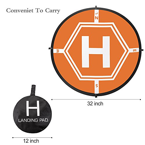 Drone Landing Pad 4 LED Lights Included 32" Aurtec Portable Fast-Fold RC Quadcopter Helipad for DJI Mavic Pro, Phantom 2 3 4 Pro, Inspire 2 1, Spark, Yuneec, 3DR Solo, GoPro Karma, Parrot & More