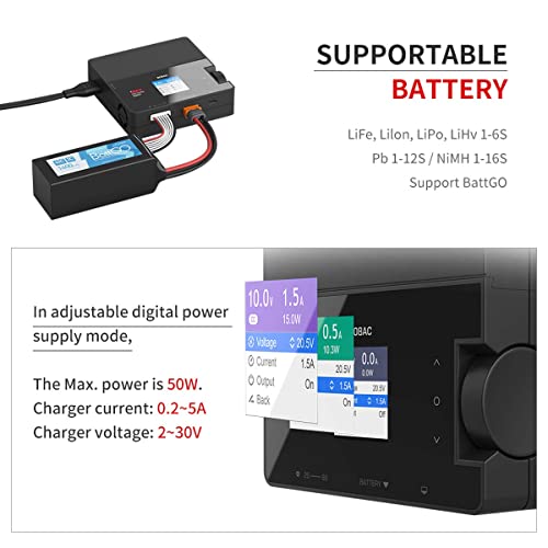 ISDT 608AC Battgo Lipo Battery Charger 6S/8A/200W AC/DC Smart Charger for LiFe, Lilon, LiPo, LiHv / Pb / NiMH Battery Balance Charger Discharger?Battery Charger Adapter?