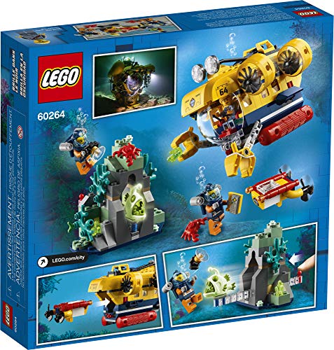 LEGO City Ocean Exploration Submarine 60264, with Toy Submarine, Coral Reef Setting, Underwater Drone, Glow in The Dark Anglerfish Figure and 4 Explorer Minifigures, New 2020 (286 Pieces)