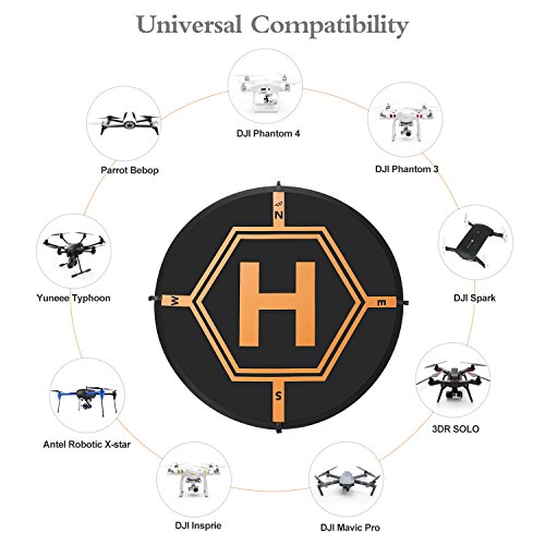 Drone Landing Pad 4 LED Lights Included 32" Aurtec Portable Fast-Fold RC Quadcopter Helipad for DJI Mavic Pro, Phantom 2 3 4 Pro, Inspire 2 1, Spark, Yuneec, 3DR Solo, GoPro Karma, Parrot & More