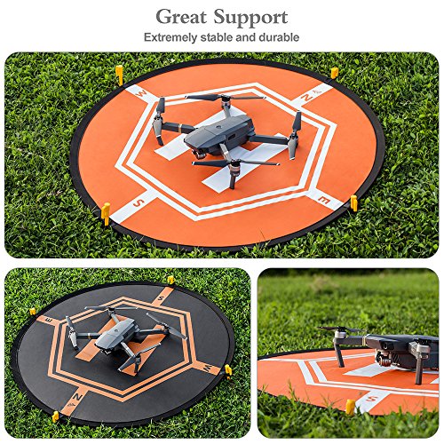 Drone Landing Pad 4 LED Lights Included 32" Aurtec Portable Fast-Fold RC Quadcopter Helipad for DJI Mavic Pro, Phantom 2 3 4 Pro, Inspire 2 1, Spark, Yuneec, 3DR Solo, GoPro Karma, Parrot & More