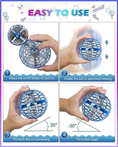 UFO Magic Flying Orb Hover Ball Toy with Lights,2022 Cool Stuff Kids Gadgets Christmas Toy Gift for Teen Boy Girl 678910+ Year Fun Birthday Gift,Mini Drones for Kids,Galactic Fidget Flying Spinner