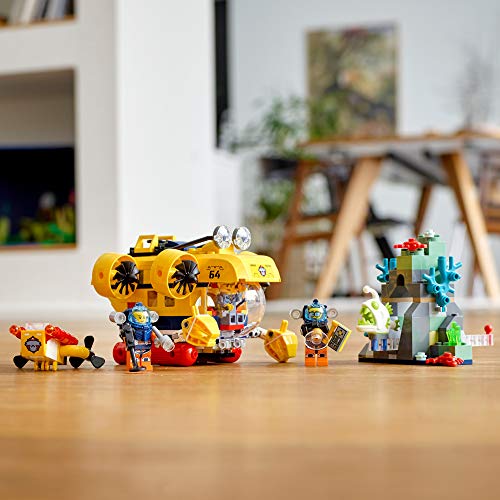 LEGO City Ocean Exploration Submarine 60264, with Toy Submarine, Coral Reef Setting, Underwater Drone, Glow in The Dark Anglerfish Figure and 4 Explorer Minifigures, New 2020 (286 Pieces)