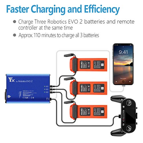 Hanatora Battery Charger for Autel Robotics EVO 2/II, EVO II Pro,EVO II Dual Drone and Remote Conteller,Rapid Multi Parallel Charging Hub Accessories