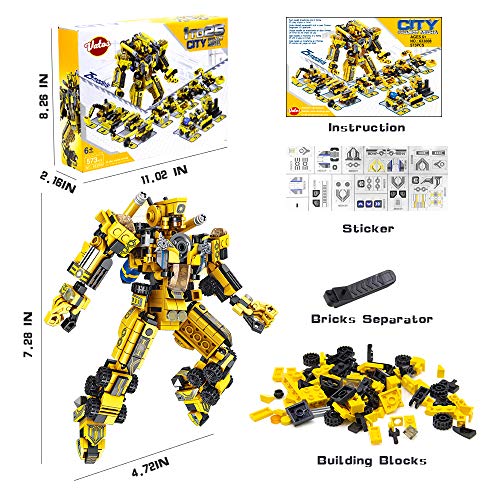 VATOS STEM Building Toys, 573 PCS Robot STEM Toys for 6 Year Old Boys 25-in-1 Engineering Building Bricks Construction Vehicles Kit Building Blocks Best Gifts for Kids Aged 5 6 7 8 9 10 11 12 Yr Old