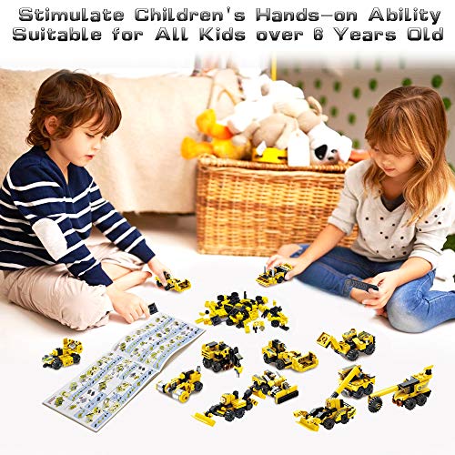 VATOS STEM Building Toys, 573 PCS Robot STEM Toys for 6 Year Old Boys 25-in-1 Engineering Building Bricks Construction Vehicles Kit Building Blocks Best Gifts for Kids Aged 5 6 7 8 9 10 11 12 Yr Old