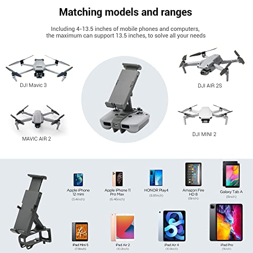 CYNOVA 4-13.5 Inch Drone Tablet Holder for DJI Mavic 3/Mini 3 Pro/Mavic Air 2 /DJI Air 2S, DJI Mini 2 IPAD Mount, Adjustable iPad Tablet Mount for Drones, Drone Accessories