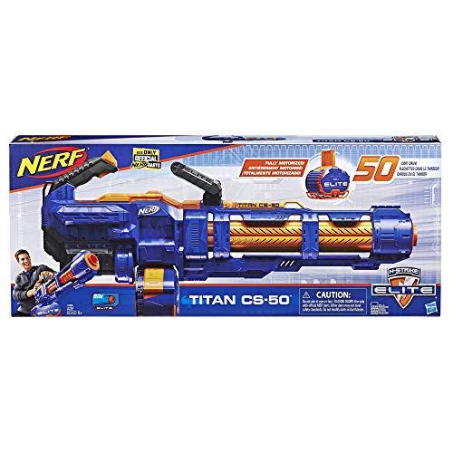 NERF Elite Titan CS-50 Toy Blaster -- Fully Motorized, 50-Dart Drum, 50 Official Elite Darts, Spinning Barrel -- for Kids, Teens, Adults