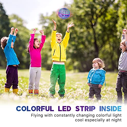 Flying Ball Toys 2022 Upgraded Hand Controlled Flying Orb Magic Ball RGB Led Lights Boomerang Spinner 360Â°Rotating Soaring UFO Mini Orb Drone Flying Toy Safe for Kids Adults(Blue)