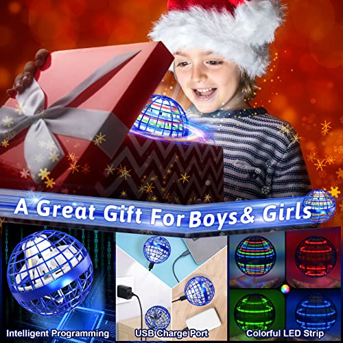 Flying Orb Ball Toys 360Â°Rotating Soaring Hover Orb Boomerang Spinner Magic LED Light Flying Ball Toys Hand Controlled Spinning Drone Ball Safe for Kids Adults Indoor Outdoor