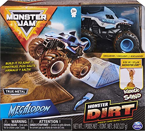 Monster Jam Megalodon Monster Dirt Starter Set, Featuring 8 Ounces of Monster Dirt & Monster Truck