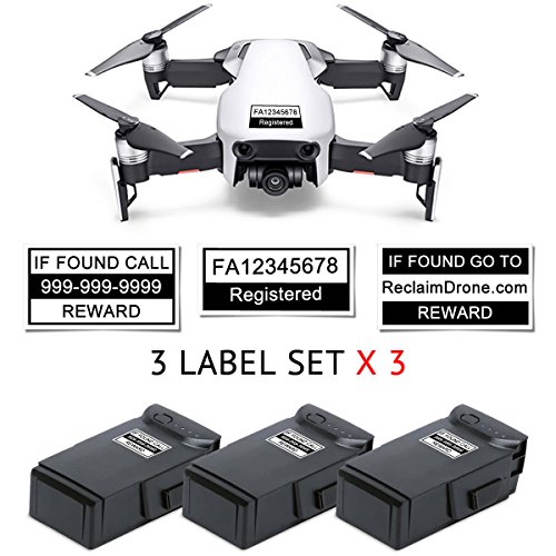 Mavic Air - FAA Drone Identification Bundle - Labels (3 Sets of 3) + FAA UAS Registration ID Card for Hobbyist Pilots + Lanyard and ID Card Holder