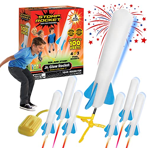 Stomp Rocket Jr. Glow Rocket and Rocket Refill Pack, 7 Rockets and Toy Rocket Launcher - Outdoor Rocket Toy Gift for Boys and Girls Ages 3 Years and Up