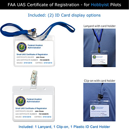 Mavic Air - FAA Drone Identification Bundle - Labels (3 Sets of 3) + FAA UAS Registration ID Card for Hobbyist Pilots + Lanyard and ID Card Holder