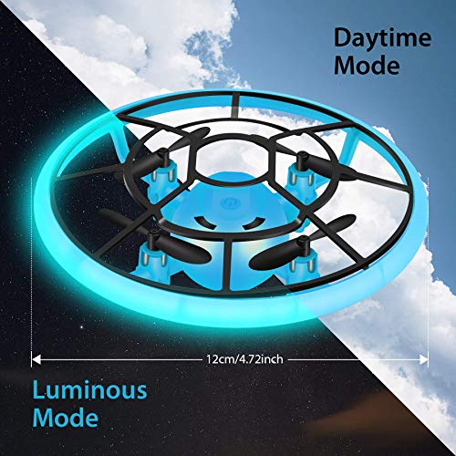 Mini Drones for Kids,RC Drone for Beginners with Neno Light,RC Helicopter Quadcopter with Altitude Hold,360° Rotating,Shinning Led Lights,2 Batteries,Kids Gifts Toys for Boys Girls (Blue)