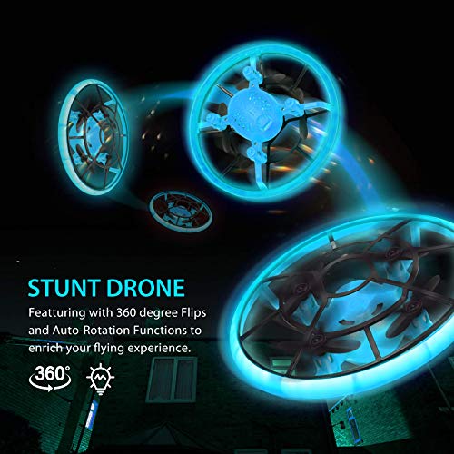 Mini Drones for Kids,RC Drone for Beginners with Neno Light,RC Helicopter Quadcopter with Altitude Hold,360° Rotating,Shinning Led Lights,2 Batteries,Kids Gifts Toys for Boys Girls (Blue)