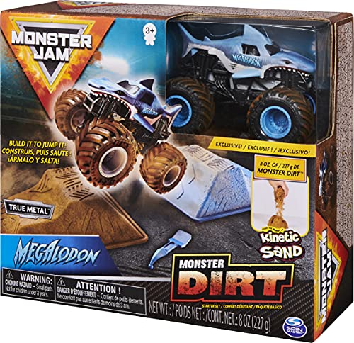 Monster Jam Megalodon Monster Dirt Starter Set, Featuring 8 Ounces of Monster Dirt & Monster Truck