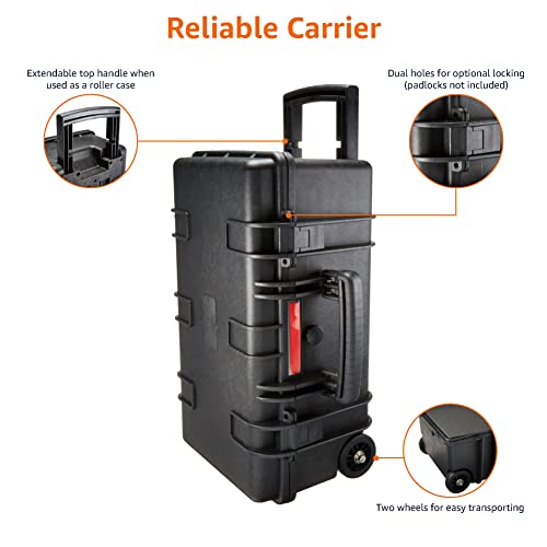 AmazonBasics Large Hard Rolling Camera Case - 22 x 14 x 9 Inches, Black