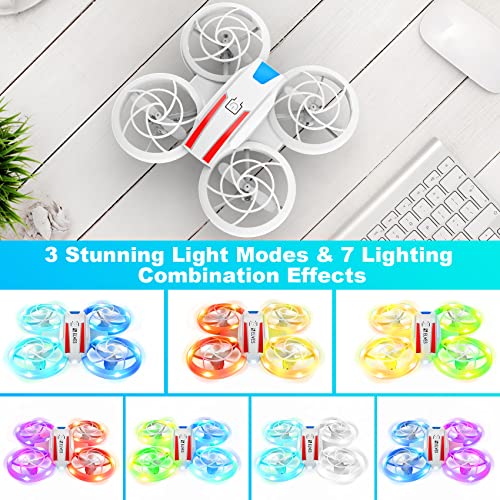 Mini Drone for Kids, RC Drone with LED Cool Night Light and 3 Light Modes, Remote Control Drone Altitude Hold, Headless Mode, 3 Speed Modes, 360Â° 3D Flip, Toss to Launch, Propeller Full Protect Quadcopter for Kids Adults Beginners Easy to Fly Kids Gifts 