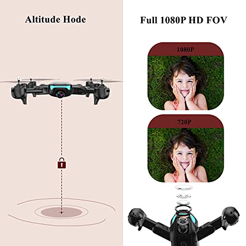WiFi FPV Drone with 1080P HD Camera, 40 Mins Flight Time,Foldable Drone for Beginners,Altitude Hold Mode, RTF One Key Take Off/Landing,3D Flips 2 Batteries, APP Control, Easy Toy for Kids & Adults