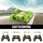 SGILE RC Stunt Car Toy, Remote Control Car with 2 Sided 360 Rotation for Boy Kids Girl, Green