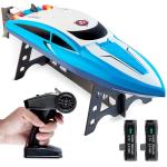 Force1 Velocity H102 RC Boat - Remote Control Boat for Pools and Lakes, Fast RC Boats for Adults and Kids with 20+ mph Speed Boat, 4 channel 2.4GHZ Remote Control, and Rechargeable Boat Battery (Blue)