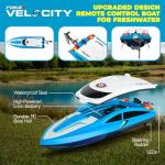 Force1 Velocity H102 RC Boat - Remote Control Boat for Pools and Lakes, Fast RC Boats for Adults and Kids with 20+ mph Speed Boat, 4 channel 2.4GHZ Remote Control, and Rechargeable Boat Battery (Blue)