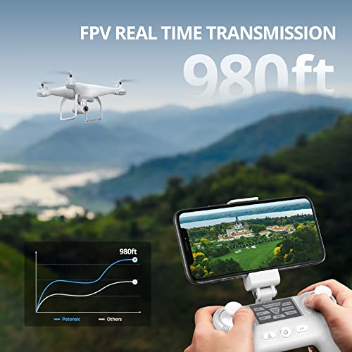 Potensic T25 GPS Drone, FPV RC Drone with Camera 1080P HD WiFi Live Video, Auto Return Home, Altitude Hold, Follow Me, 2 Batteries and Carrying Case