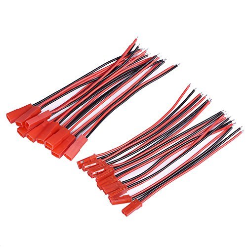 EBOOT 20 AWG JST Plug Connector 2 Pin Male Female Plug Connector Cable Wire for LED Lamp Strip RC Toys Battery, 10 Pairs