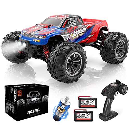 Hosim 1:16 Scale 4WD 36km/h High Speed RC Truck 9135 Remote Control RC Car 2.4Ghz Radio Controlled Off-Road RC Monster Truck RTR Hobby Car Buggy for Kids Adults (Red)