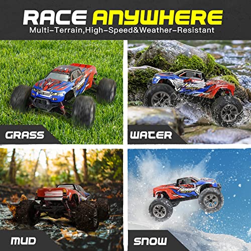 Hosim 1:16 Scale 4WD 36km/h High Speed RC Truck 9135 Remote Control RC Car 2.4Ghz Radio Controlled Off-Road RC Monster Truck RTR Hobby Car Buggy for Kids Adults (Red)