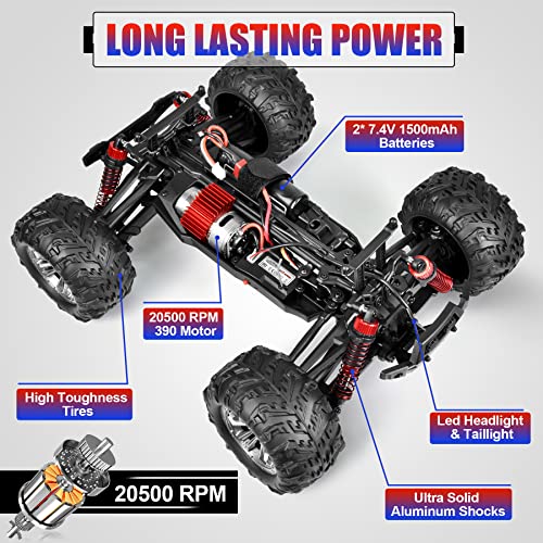 Hosim 1:16 Scale 4WD 36km/h High Speed RC Truck 9135 Remote Control RC Car 2.4Ghz Radio Controlled Off-Road RC Monster Truck RTR Hobby Car Buggy for Kids Adults (Red)