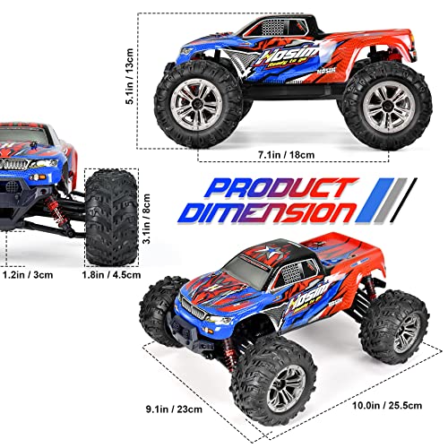 Hosim 1:16 Scale 4WD 36km/h High Speed RC Truck 9135 Remote Control RC Car 2.4Ghz Radio Controlled Off-Road RC Monster Truck RTR Hobby Car Buggy for Kids Adults (Red)