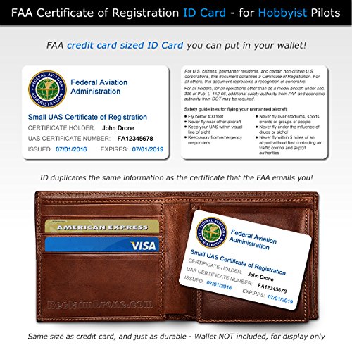 FAA Drone Labels (2 Sets of 3) + FAA UAS Registration ID Card for HOBBYIST Pilots + Lanyard and ID Card Holder