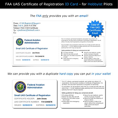 FAA Drone Labels (2 Sets of 3) + FAA UAS Registration ID Card for HOBBYIST Pilots + Lanyard and ID Card Holder