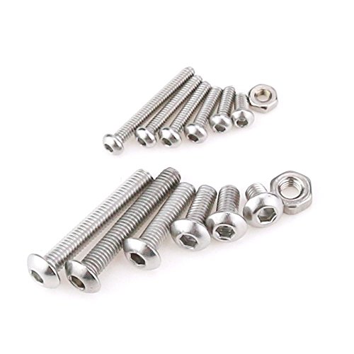 Hilitchi 500-Piece M2 M3 Hex Socket Button Head Cap Bolts Screws Nuts Assortment Kit (Button Head)