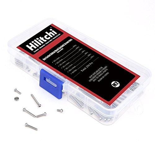 Hilitchi 500-Piece M2 M3 Hex Socket Button Head Cap Bolts Screws Nuts Assortment Kit (Button Head)