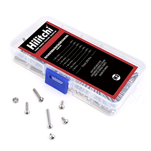 Hilitchi 500-Piece M2 M3 Hex Socket Button Head Cap Bolts Screws Nuts Assortment Kit (Button Head)