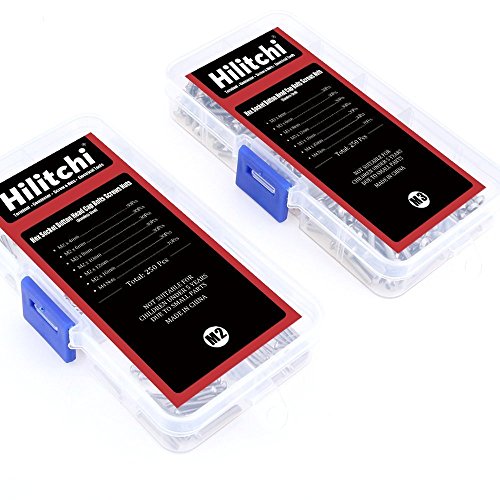 Hilitchi 500-Piece M2 M3 Hex Socket Button Head Cap Bolts Screws Nuts Assortment Kit (Button Head)