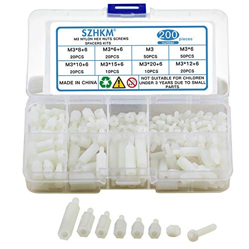 SZHKM 200pcs M3 Standoff Kit Rasberry Pi Standoffs Male Female Circuit Board Standoffs Hex PCB Standoffs Nylon Motherboard Standoffs Assortment for Drone Quadcopter Building