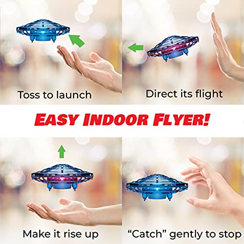 Force1 Scoot Hand Operated Drones for Kids or Adults - Hands Free Mini Drone, Easy Indoor Small UFO Flying Ball Drone Toys for Boys and Girls (Blue)
