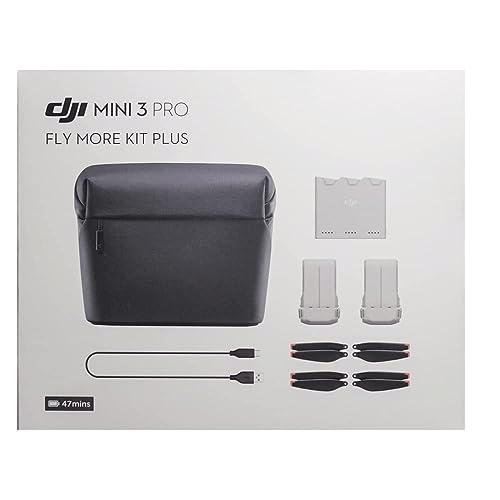 DJI Mini 3 Pro Fly More Kit Plus, Includes Two Intelligent Flight Batteries Plus, a Two-Way Charging Hub, Data Cable, Shoulder Bag, Spare propellers, and Screws