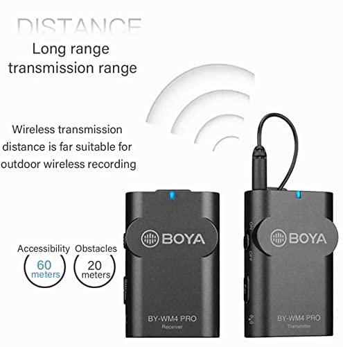 2.4G Wireless Lavalier Microphone System, BOYA WM4 PRO-K2 Lapel Clip-on Mini Wireless Mic Compatible with Canon Nikon Sony DSLR Camera iOS Android Smartphone Audio Recorder YouTube Facebook Vlogging
