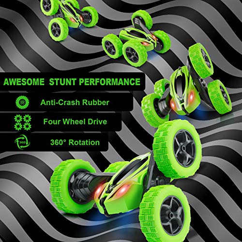 Remote Control Car, ORRENTE RC Cars Stunt Car Toy, 4WD 2.4Ghz Double Sided 360° Rotating RC Car with Headlights, Kids Xmas Toy Cars for Boys/Girls